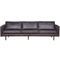 3-SITZER-SOFA Rodeo in Kombination Echtleder/Stoff Schwarz   - Schwarz, Design, Leder/Metall (277/85/86cm) - Livetastic