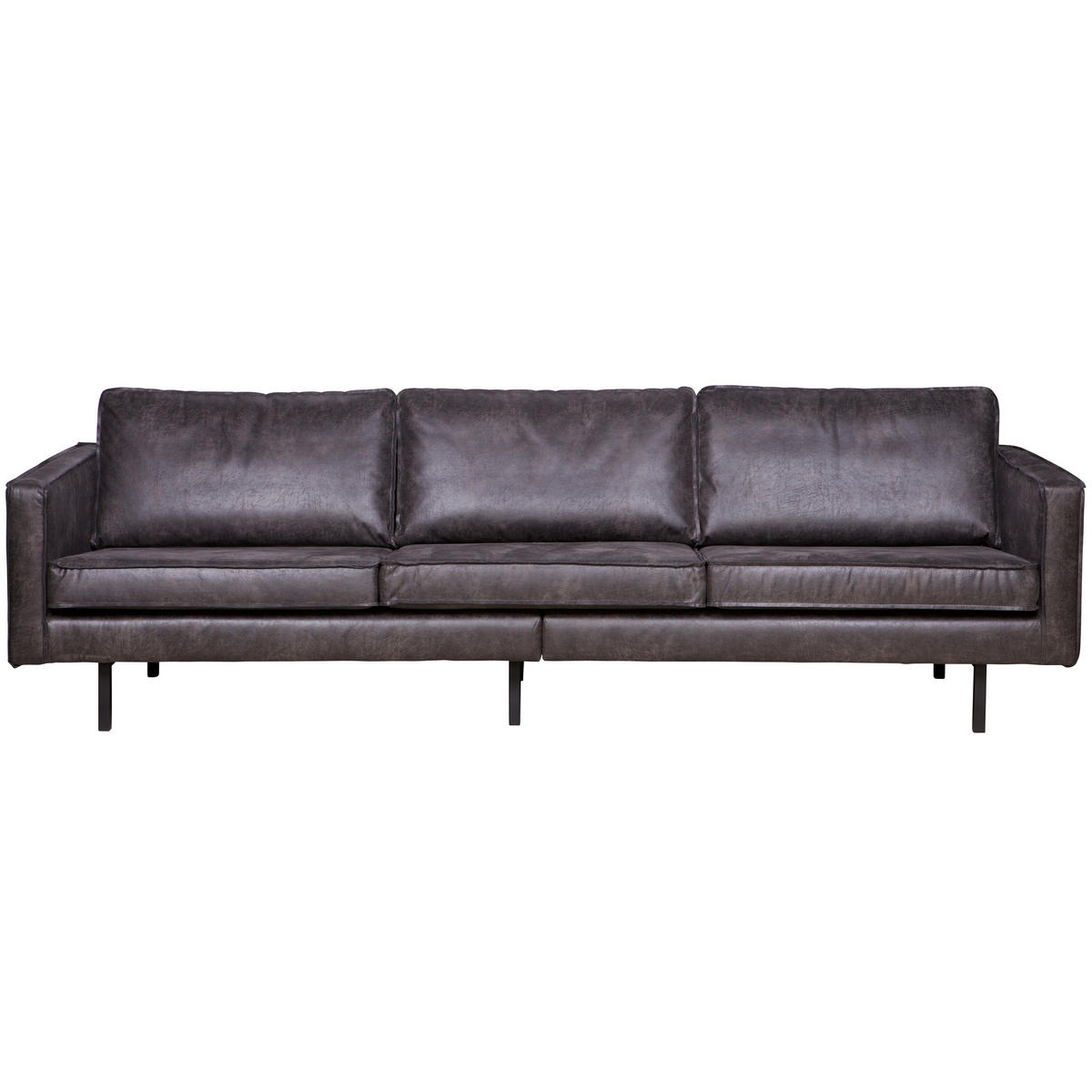 3-SITZER-SOFA Rodeo in Kombination Echtleder/Stoff Schwarz   - Schwarz, Design, Leder/Metall (277/85/86cm) - Livetastic