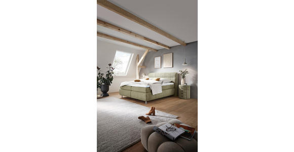 BOXSPRINGBETT 180/200 cm in Olivgrün - Schwarz/Olivgrün, KONVENTIONELL, Textil/Metall (180/200cm) - Dieter Knoll