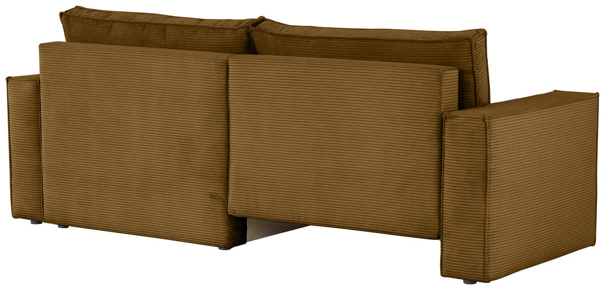 ECKSOFA Currygelb Feincord  - Currygelb/Schwarz, KONVENTIONELL, Kunststoff/Textil (242/151cm) - Carryhome