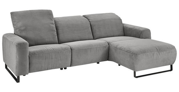 ECKSOFA Dunkelgrau Cord  - Dunkelgrau/Schwarz, KONVENTIONELL, Textil/Metall (266/180cm) - Hom`in