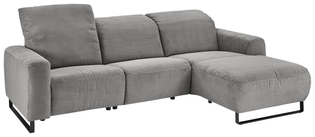 ECKSOFA Dunkelgrau Cord  - Dunkelgrau/Schwarz, KONVENTIONELL, Textil/Metall (266/180cm) - Hom`in