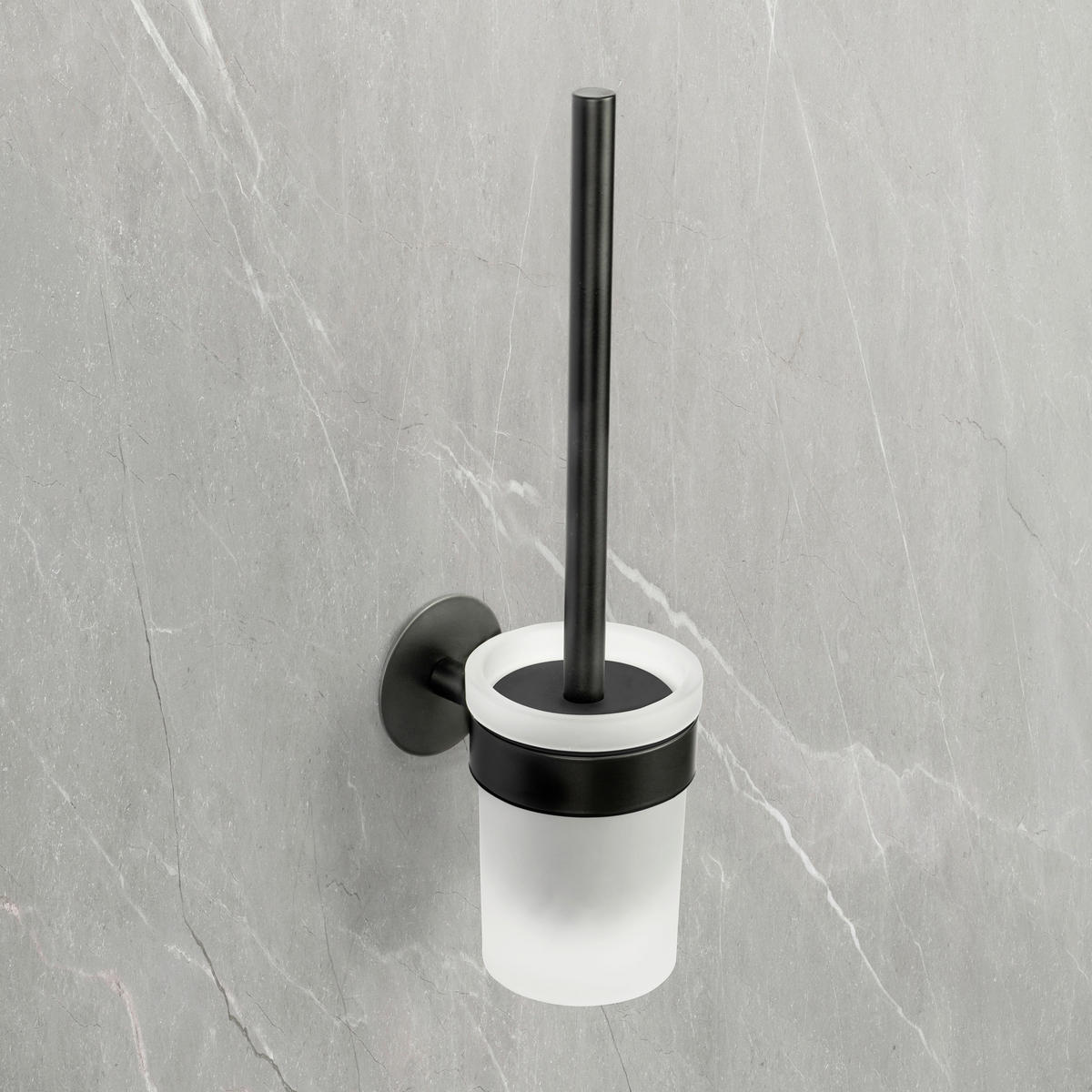 WC-BÜRSTENGARNITUR - Schwarz/Weiß, Basics, Glas/Kunststoff (9,5/36/12,5cm) - Schöner Wohnen