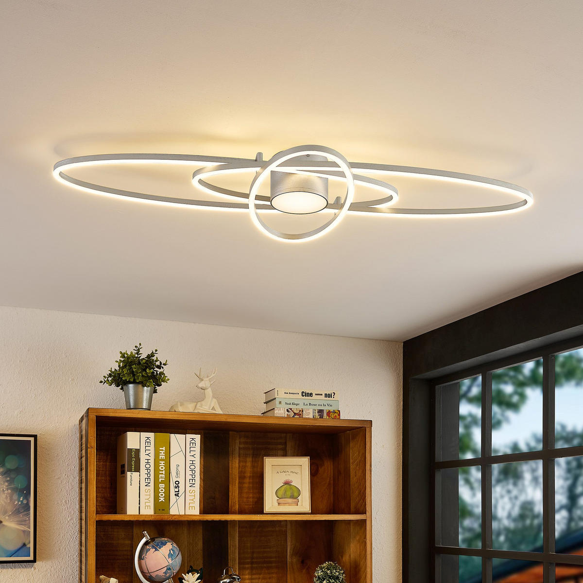 LED-TAKLAMPA Cuva 58 W 101/43/8,5 cm  - nickelfärgad, Design, metall/plast (101/43/8,5cm) - Novel