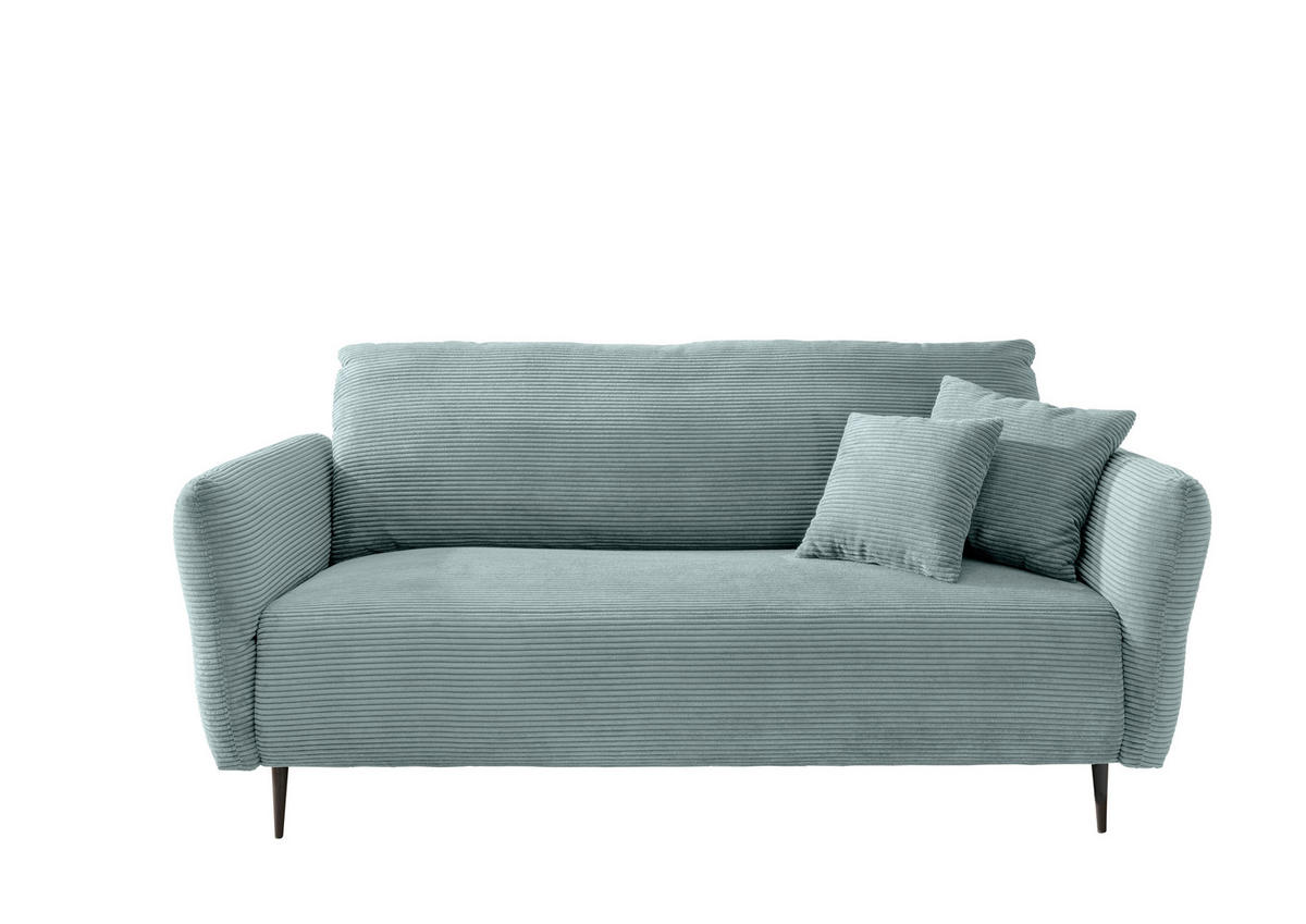 3-SITZER-SOFA in Cord Hellblau  - Schwarz/Hellblau, Design, Textil/Metall (201/97/102cm) - Livetastic
