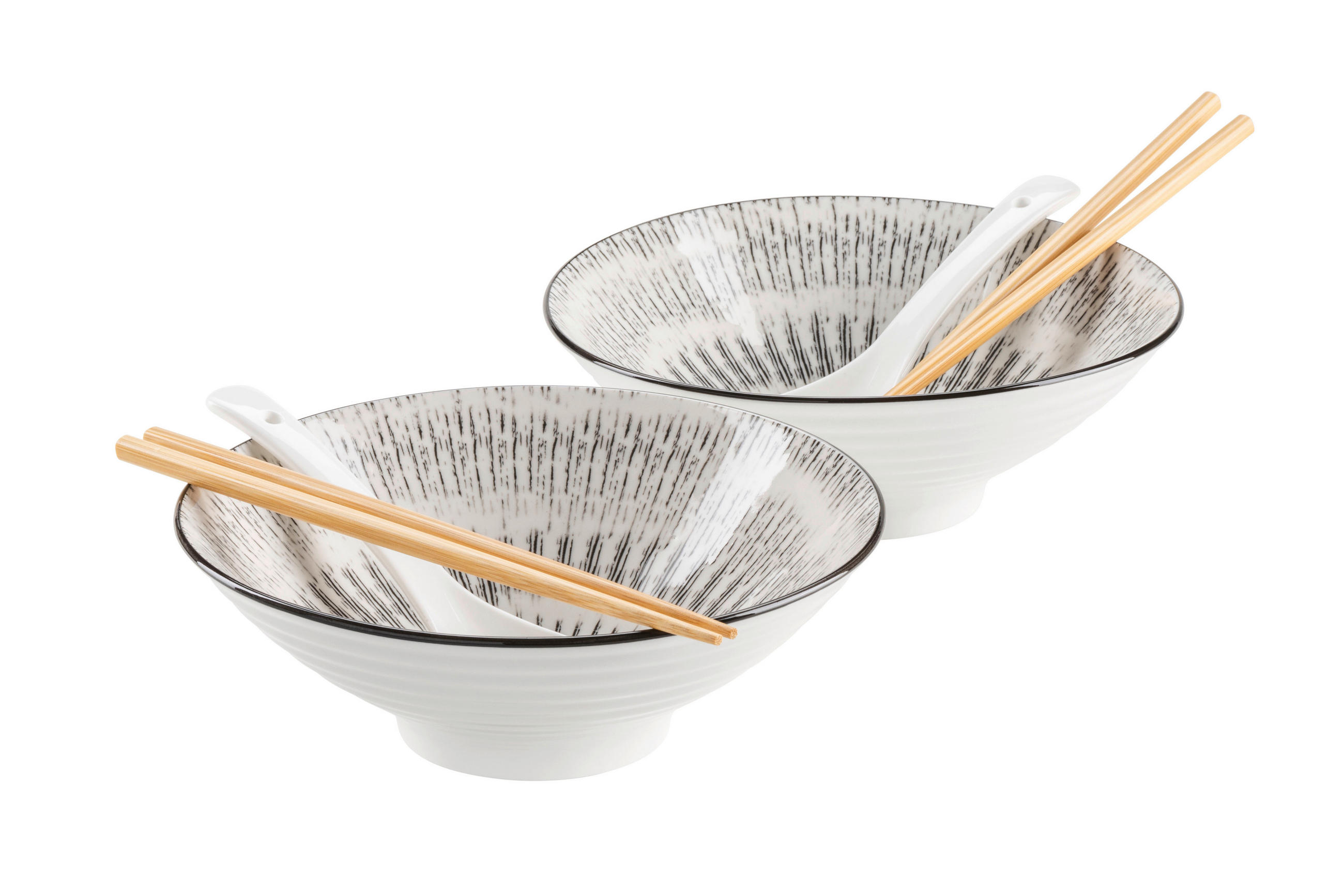 CHINESISCHES TAFELSERVICE Schwarz, Weiß ONIWA  - Schwarz/Weiß, Basics, Keramik - Mäser