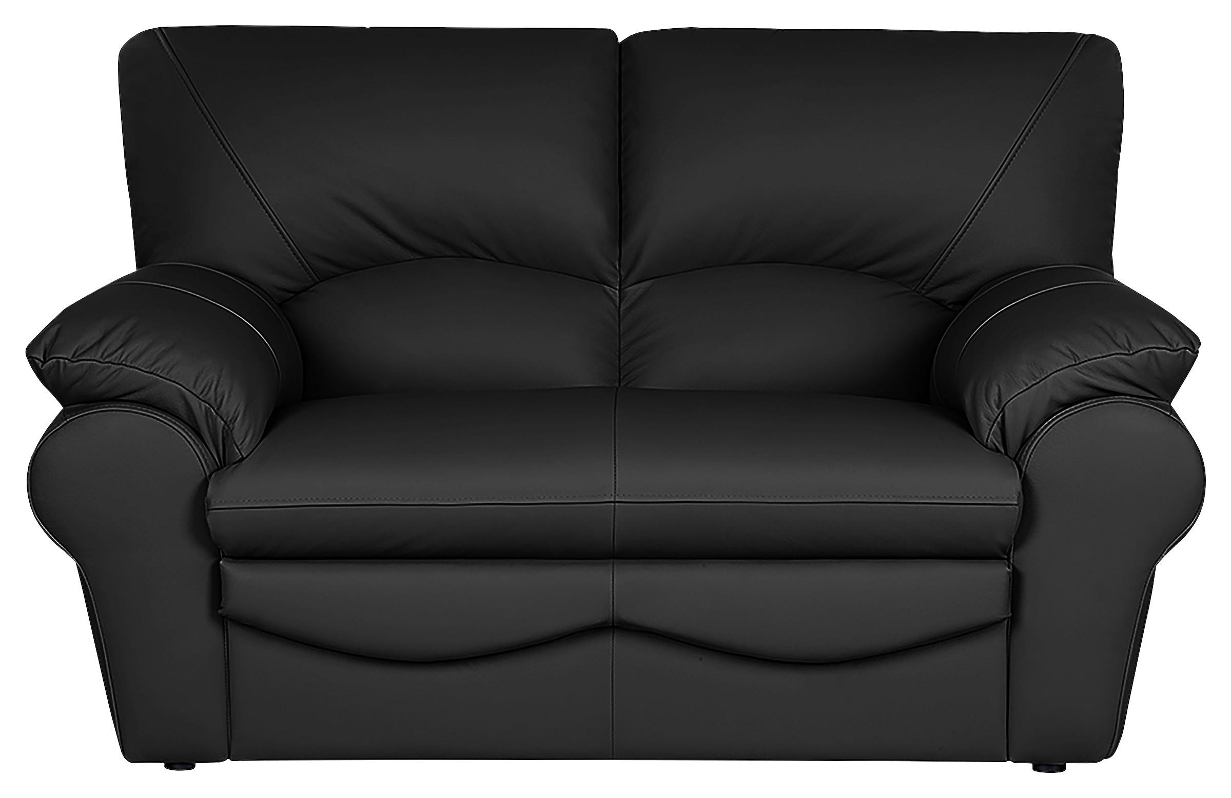 2-SITZER-SOFA in Echtleder Schwarz - Schwarz, Design, Leder/Kunststoff (150/92/85cm) - Livetastic