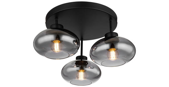 DECKENLEUCHTE 40/24 cm - Schwarz, Design, Glas/Metall (40/24cm) - Novel