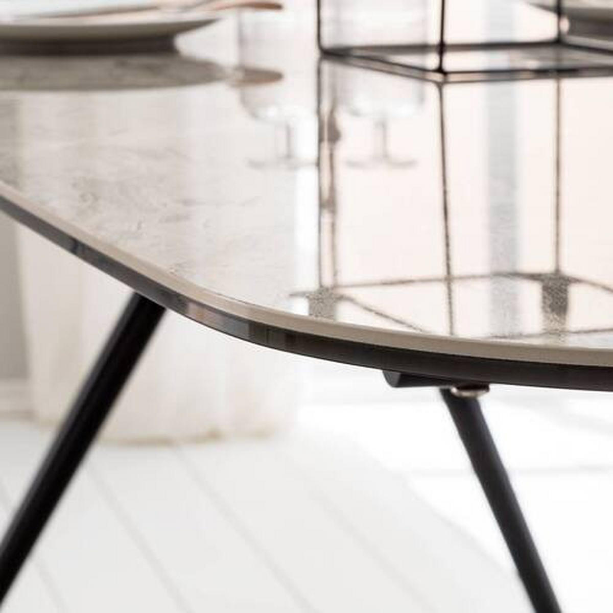 MATBORD i metall, glas, keramik 175/85/75 cm   - svart/grå, Modern, metall/glas (175/85/75cm) - Novel