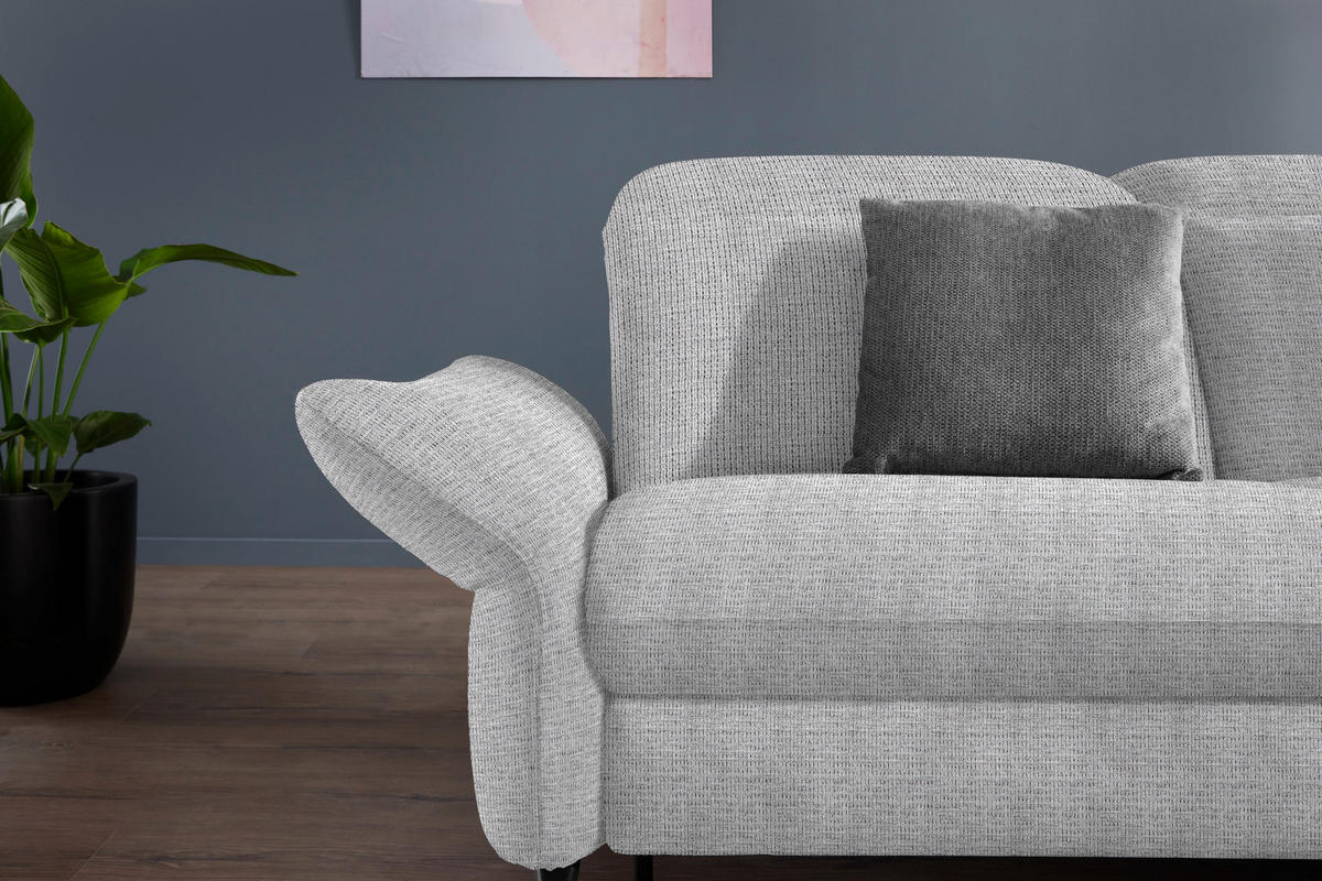 ECKSOFA in Flachgewebe Hellgrau  - Hellgrau/Schwarz, Design, Textil/Metall (299-313/233cm) - Dieter Knoll
