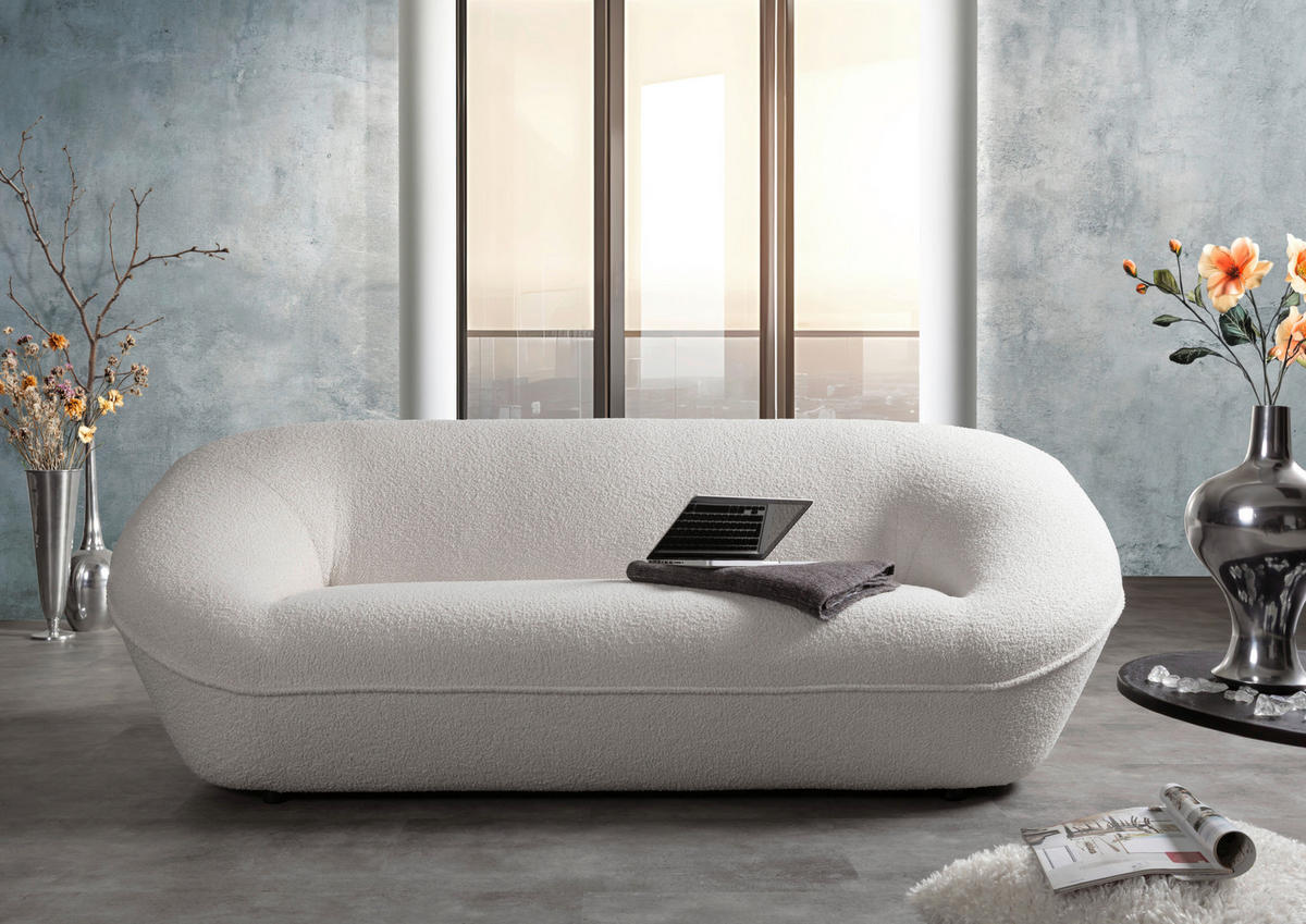 2-SITZER-SOFA in Flachgewebe Weiß  - Schwarz/Weiß, KONVENTIONELL, Kunststoff/Textil (223/79/94cm) - Carryhome