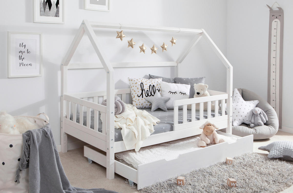 HAUSBETT 80/160 cm Weiss  - Weiss, Modern, Holz (80/160cm) - MID.YOU