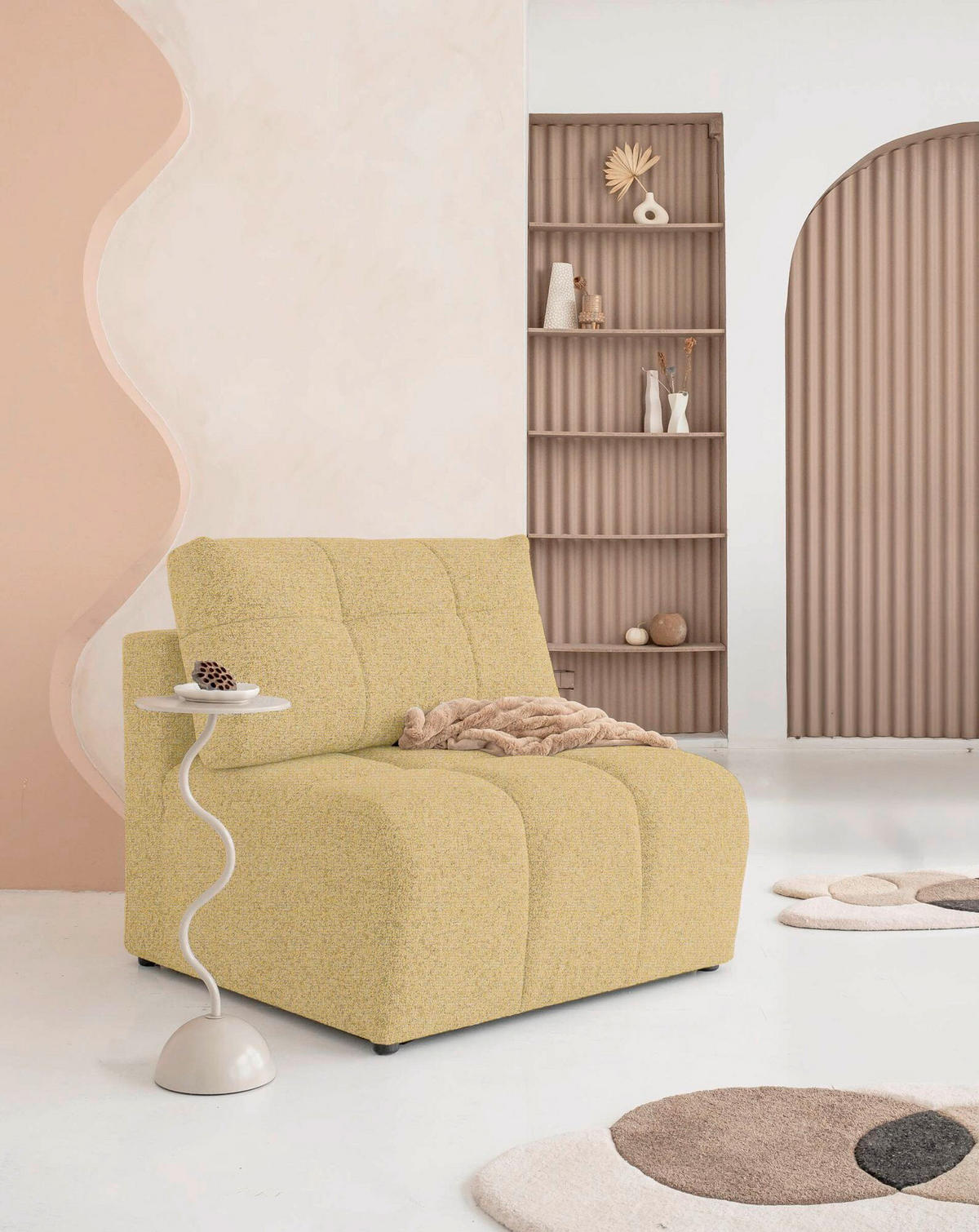 SOFAELEMENT  in Gelb  - Gelb/Schwarz, Design, Textil (96/94/96cm) - MID.YOU