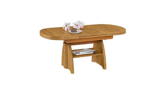 COUCHTISCH Eiche furniert 125-165,5/71/56-75 cm oval Braun, Eichefarben  - Eichefarben/Braun, KONVENTIONELL, Holzwerkstoff/Metall (125-165,5/71/56-75cm) - Venda