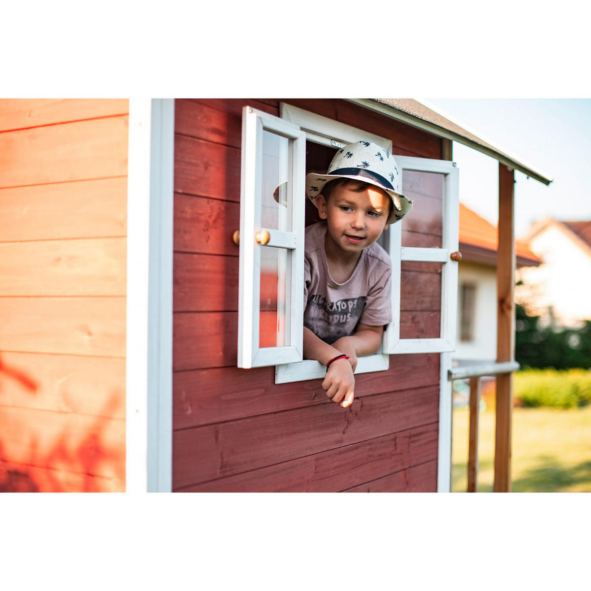 SPIELHAUS EXIT LOFT 300 ROT  - Rot, KONVENTIONELL, Holz (369/190/215cm) - EXIT Toys