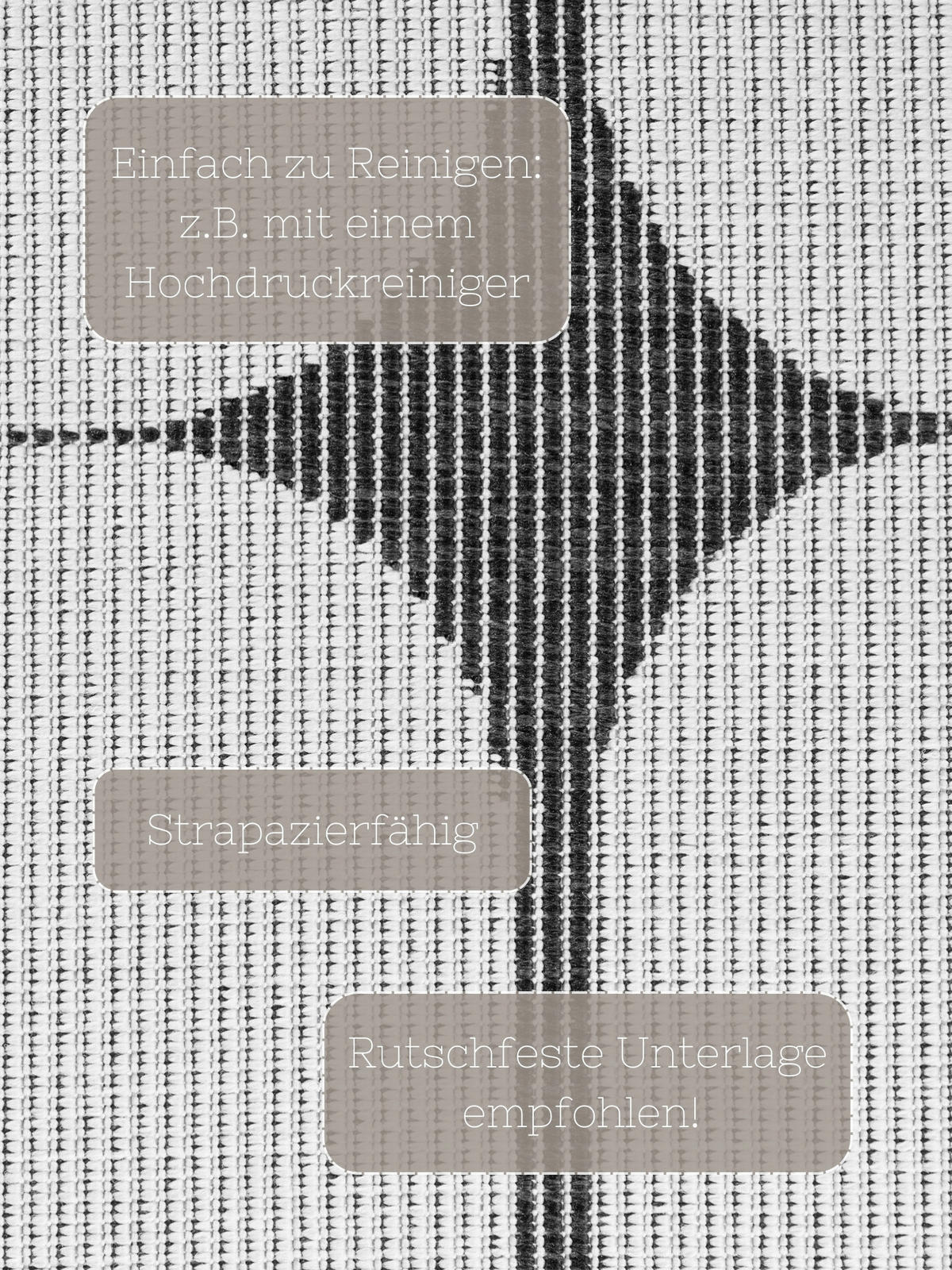 OUTDOORTEPPICH 160 cm Duet Schwarz, Weiß  - Schwarz/Weiß, Design, Kunststoff (160cm)
