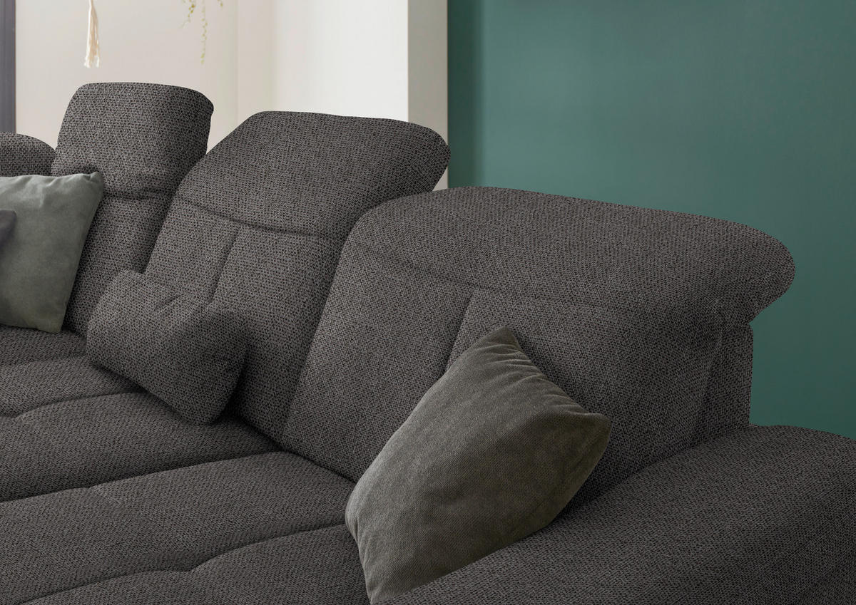 ECKSOFA in Flachgewebe Dunkelbraun  243/301 cm  - Wildeiche/Dunkelbraun, Natur, Holz/Textil (243/301cm) - Voleo
