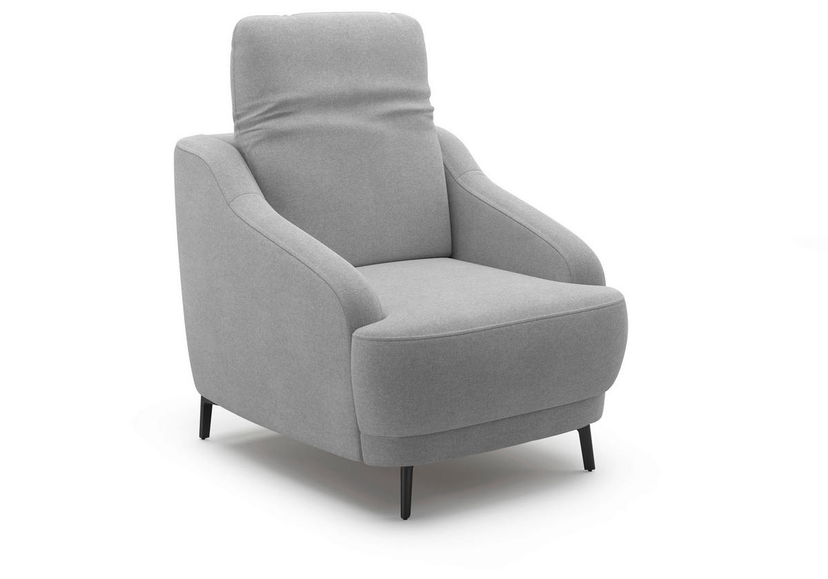 SESSEL in Mikrofaser Grau  - Schwarz/Grau, MODERN, Textil/Metall (87/93/104cm) - Sit & More