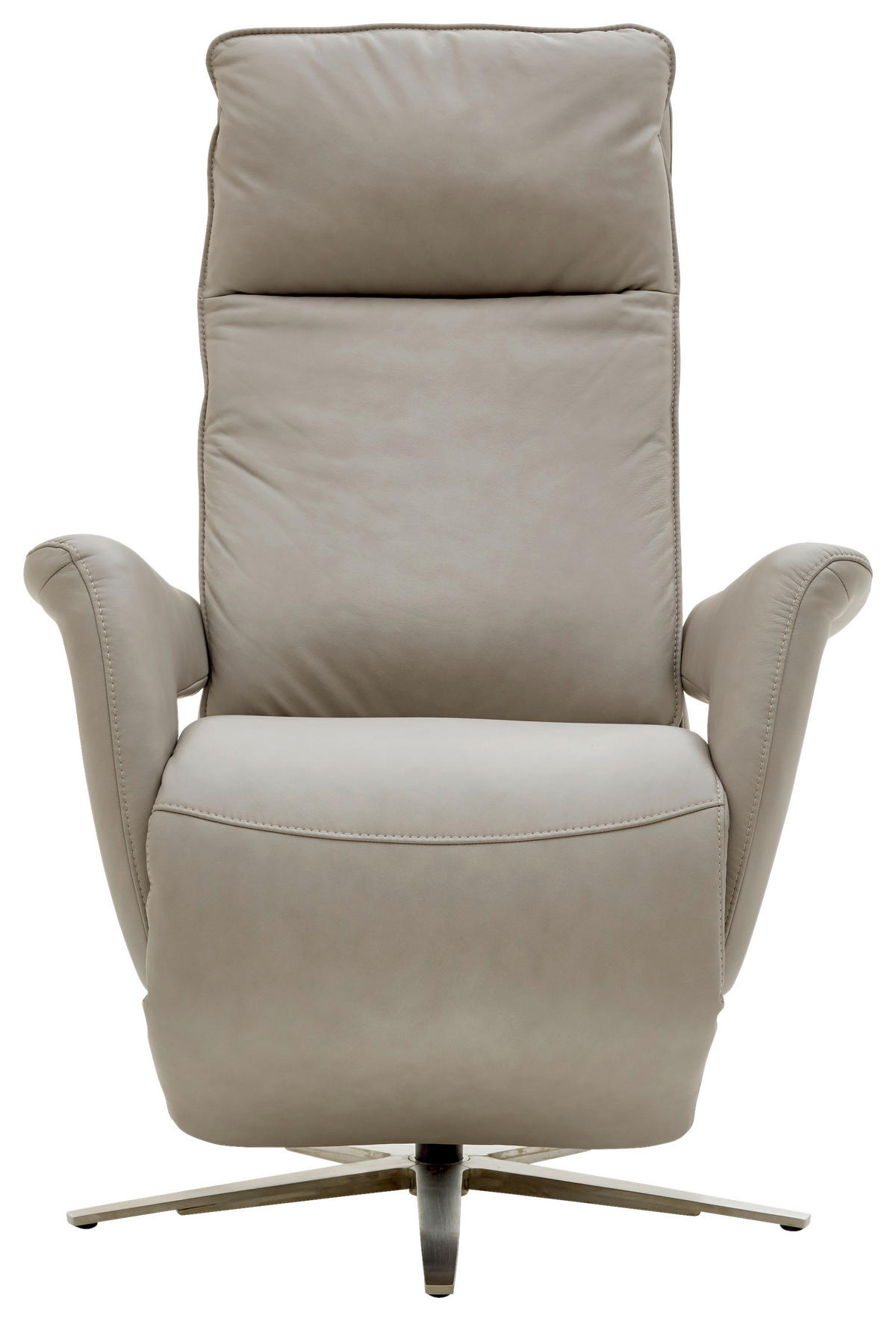 RELAXSESSEL in Leder Grau  - Edelstahlfarben/Grau, Design, Leder/Metall (83/116/87cm) - Valdera