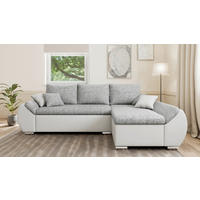 ECKSOFA  AURO Grau, Weiß  - Silberfarben/Weiß, Design, Kunststoff/Textil (275/155cm) - MID.YOU