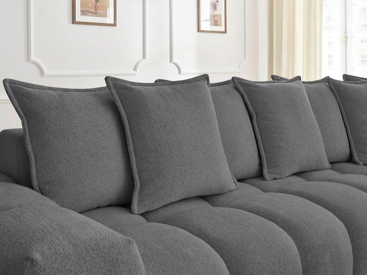ECKSOFA Ottomane rechts  EVEREST Dunkelgrau Flachgewebe  - Dunkelgrau/Schwarz, MODERN, Kunststoff/Textil (352/210cm)