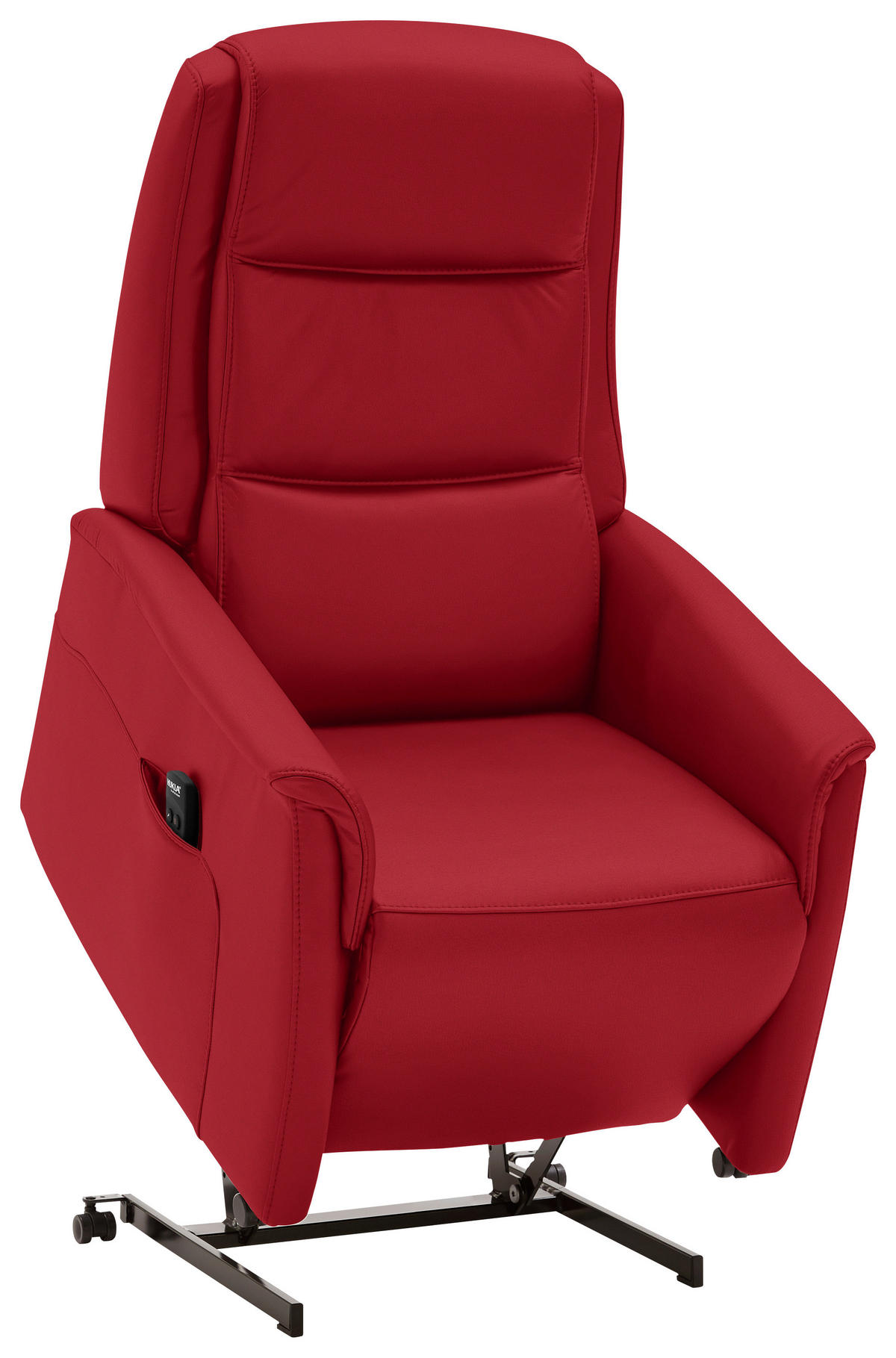 FERNSEHSESSEL Valdera  mit Relaxfunktion, Aufstehhilfe, Rücken echt Echtleder Rot  - Rot/Schwarz, KONVENTIONELL, Leder/Kunststoff (70/107/88cm) - Livetastic