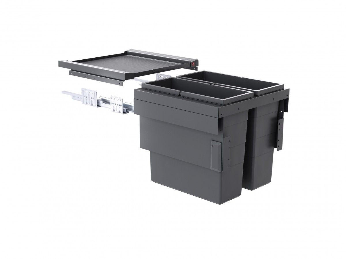 EINBAUABFALLSAMMLER 2 x 18 l  Kunststoff  - Dunkelgrau, Basics, Kunststoff (41,2-41,8/37-42,4/40cm) - HKT