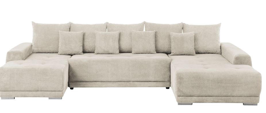 WOHNLANDSCHAFT in Flachgewebe Beige  - Beige/Silberfarben, Design, Kunststoff/Textil (180/350/203cm) - MID.YOU