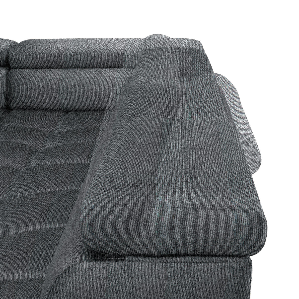 WOHNLANDSCHAFT Dunkelgrau Webstoff  - Dunkelgrau/Schwarz, Design, Textil/Metall (177/385/216cm) - Welnova