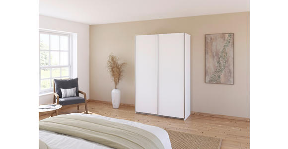 SCHWEBETÜRENSCHRANK  in Weiß  - Alufarben/Weiß, KONVENTIONELL, Holzwerkstoff/Metall (181/210/62cm) - Xora