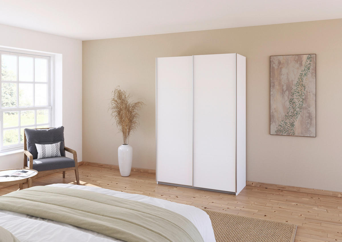 SCHWEBETÜRENSCHRANK  in Weiß  - Alufarben/Weiß, KONVENTIONELL, Holzwerkstoff/Metall (136/210/62cm) - Xora