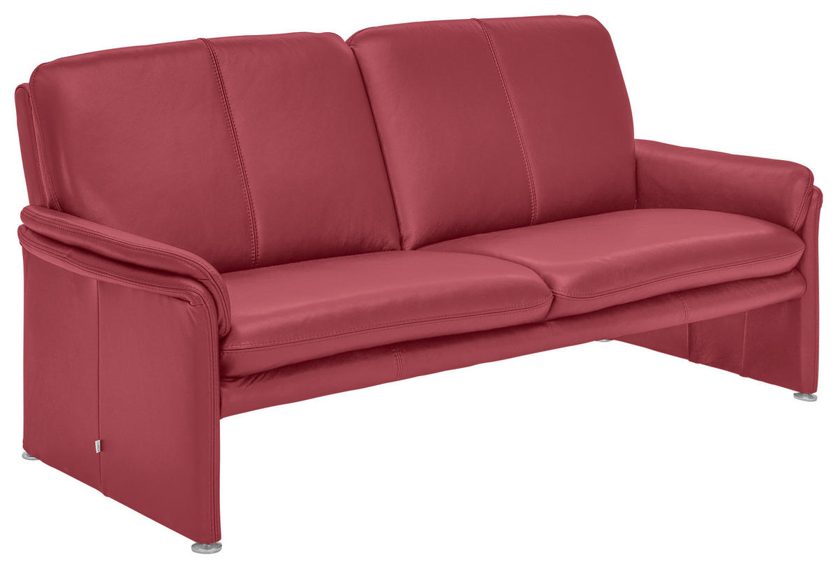 2-SITZER-SOFA Rot Echtleder  - Chromfarben/Rot, KONVENTIONELL, Leder/Metall (158/90/86cm) - Celina Home