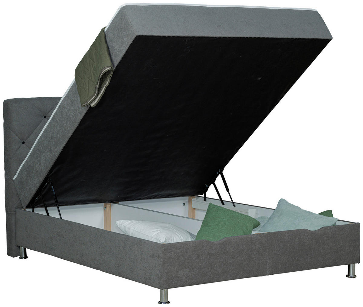 BOXBETT 180/200 cm  Grau  - Chromfarben/Grau, Design, Kunststoff/Textil (180/200cm) - Boxxx