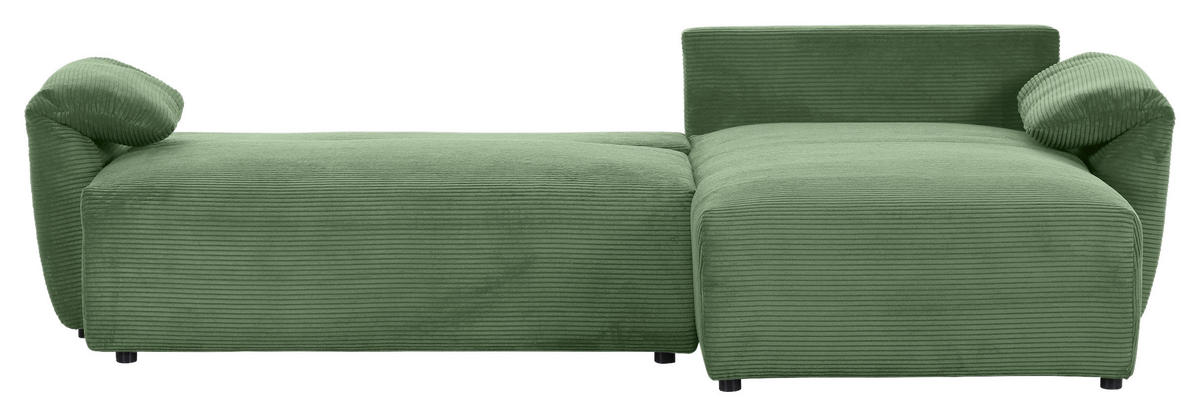 ECKSOFA in Cord Olivgrün  - Schwarz/Olivgrün, Konventionell, Kunststoff/Textil (266/180cm) - MID.YOU