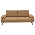 3-SITZER-SOFA  in Echtleder Honig   - Schwarz/Honig, Design, Leder/Metall (222/86/104cm) - Dieter Knoll