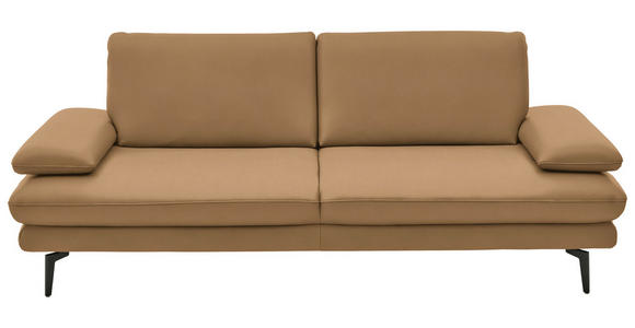 3-SITZER-SOFA  in Echtleder Honig   - Schwarz/Honig, Design, Leder/Metall (222/86/104cm) - Dieter Knoll