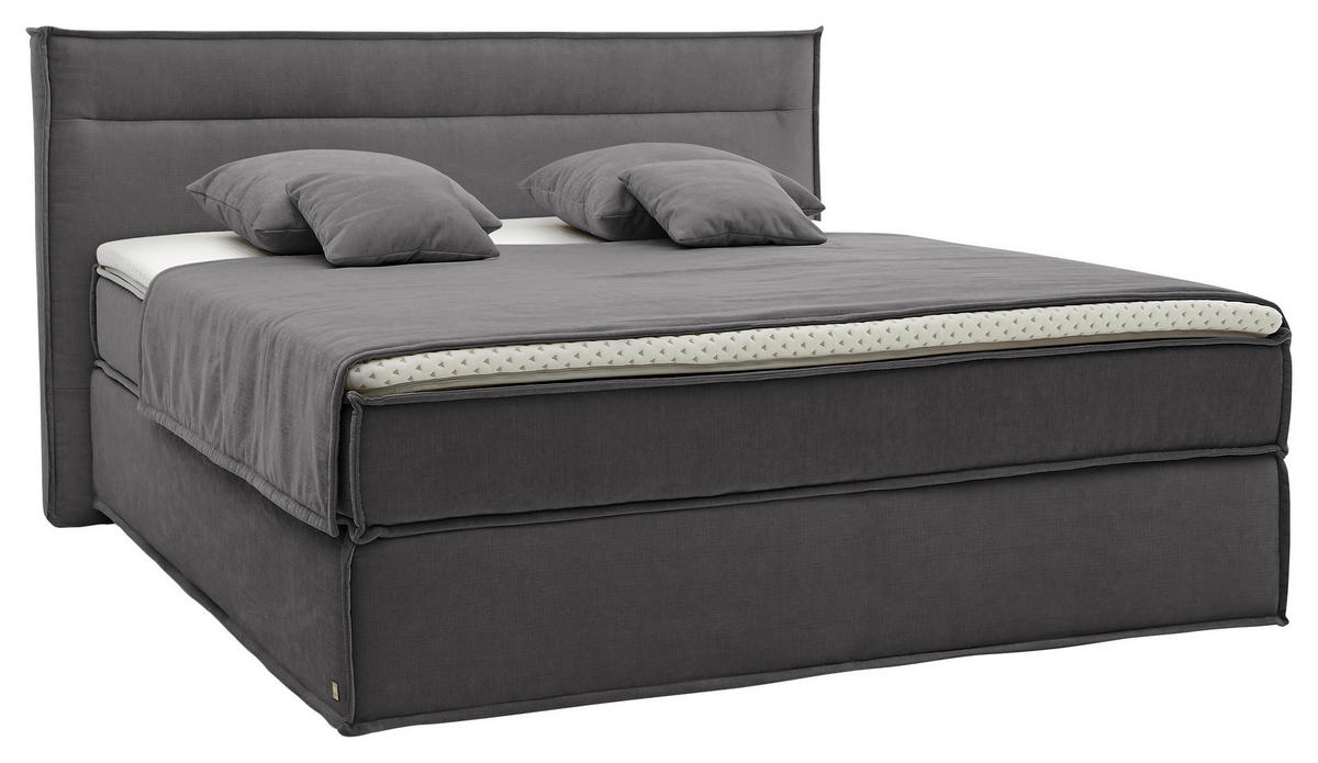 BOXSPRINGBETT 200/200 cm  in Grau  - Schwarz/Grau, Design, Textil (200/200cm) - Musterring