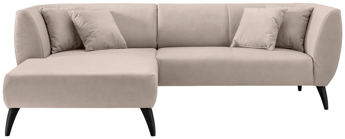 ECKSOFA in Lederlook Beige  - Beige/Schwarz, Modern, Holz/Textil (160/264cm) - Livetastic