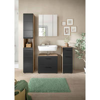 BADEZIMMER 4-teilig  in 120 cm  - Eiche dunkel/Schwarz, Basics, Holzwerkstoff/Kunststoff (120cm) - MID.YOU