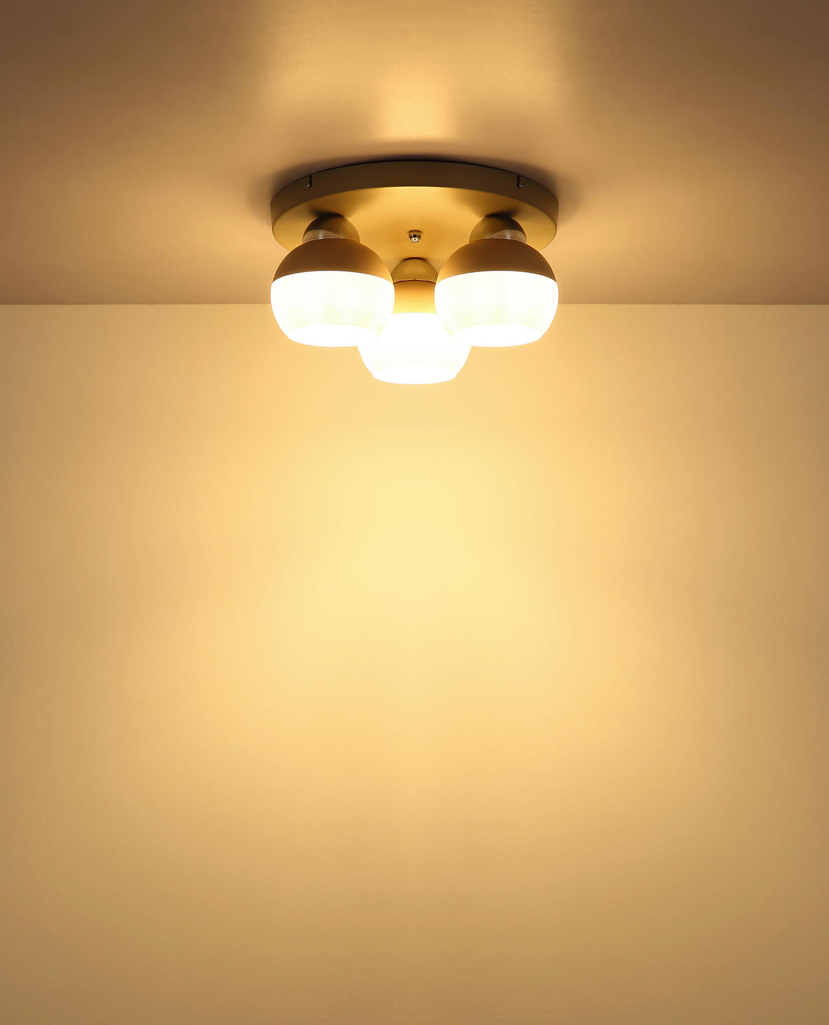 DECKENLEUCHTE  31,5/15,5 cm    - Sandfarben/Opal, Design, Glas/Metall (31,5/15,5cm) - Globo