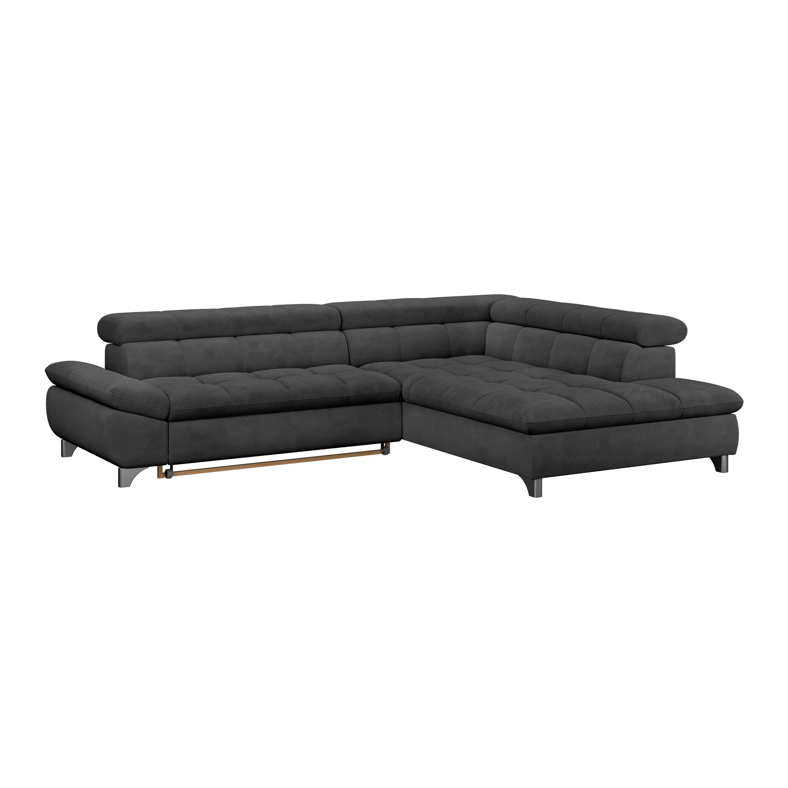 ECKSOFA Anthrazit Chenille  - Chromfarben/Anthrazit, KONVENTIONELL, Textil/Metall (312/234cm) - Livetastic
