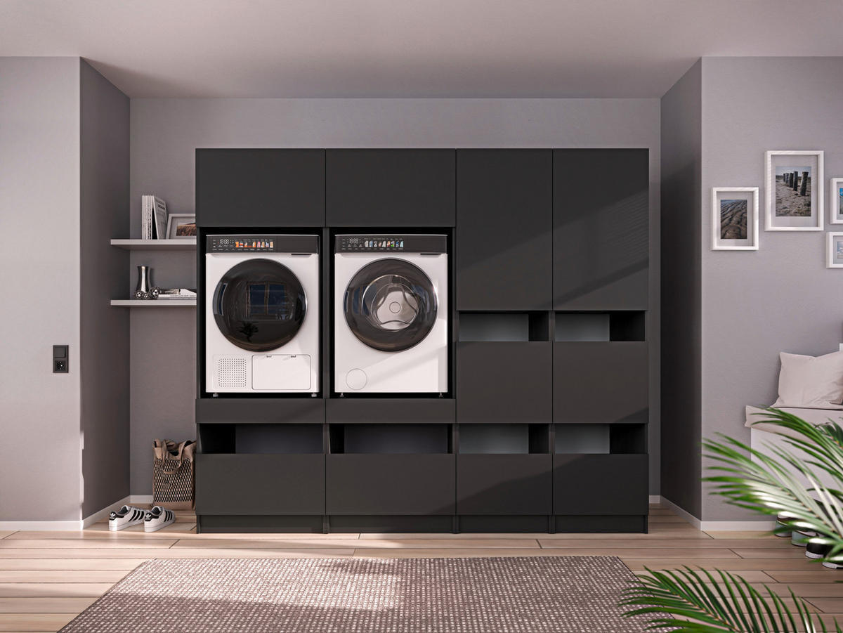 MEHRZWECKSCHRANK 50/200/68 cm  in Anthrazit  - Anthrazit/Schwarz, Design, Holzwerkstoff/Metall (50/200/68cm) - Milino