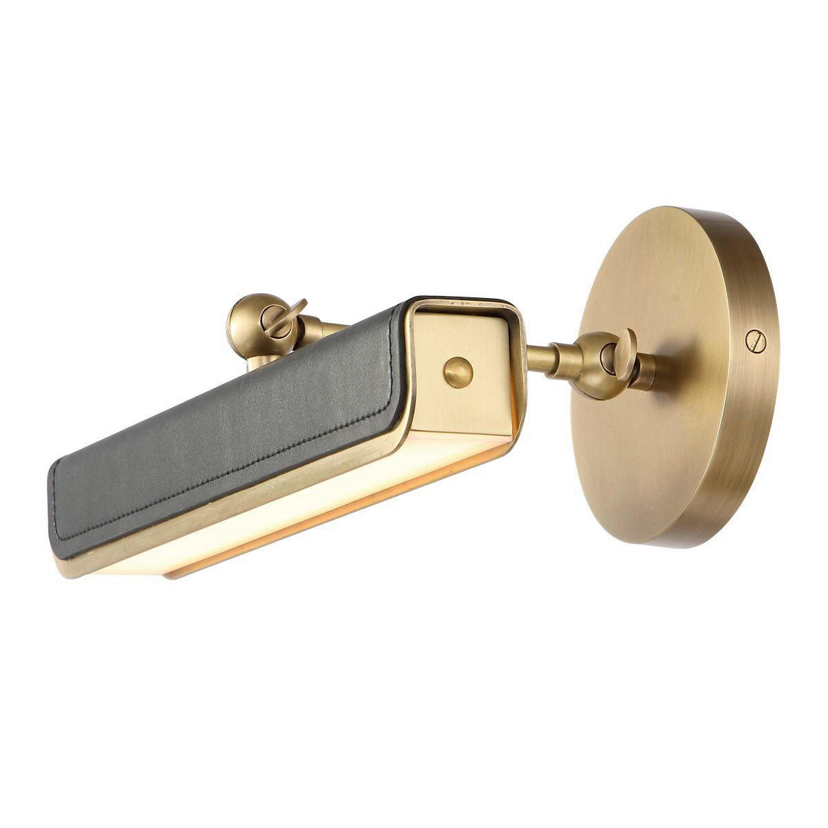 WANDLEUCHTE    - Messingfarben, KONVENTIONELL, Leder/Kunststoff (19,7/30,5/24,8cm) - Elstead Lighting