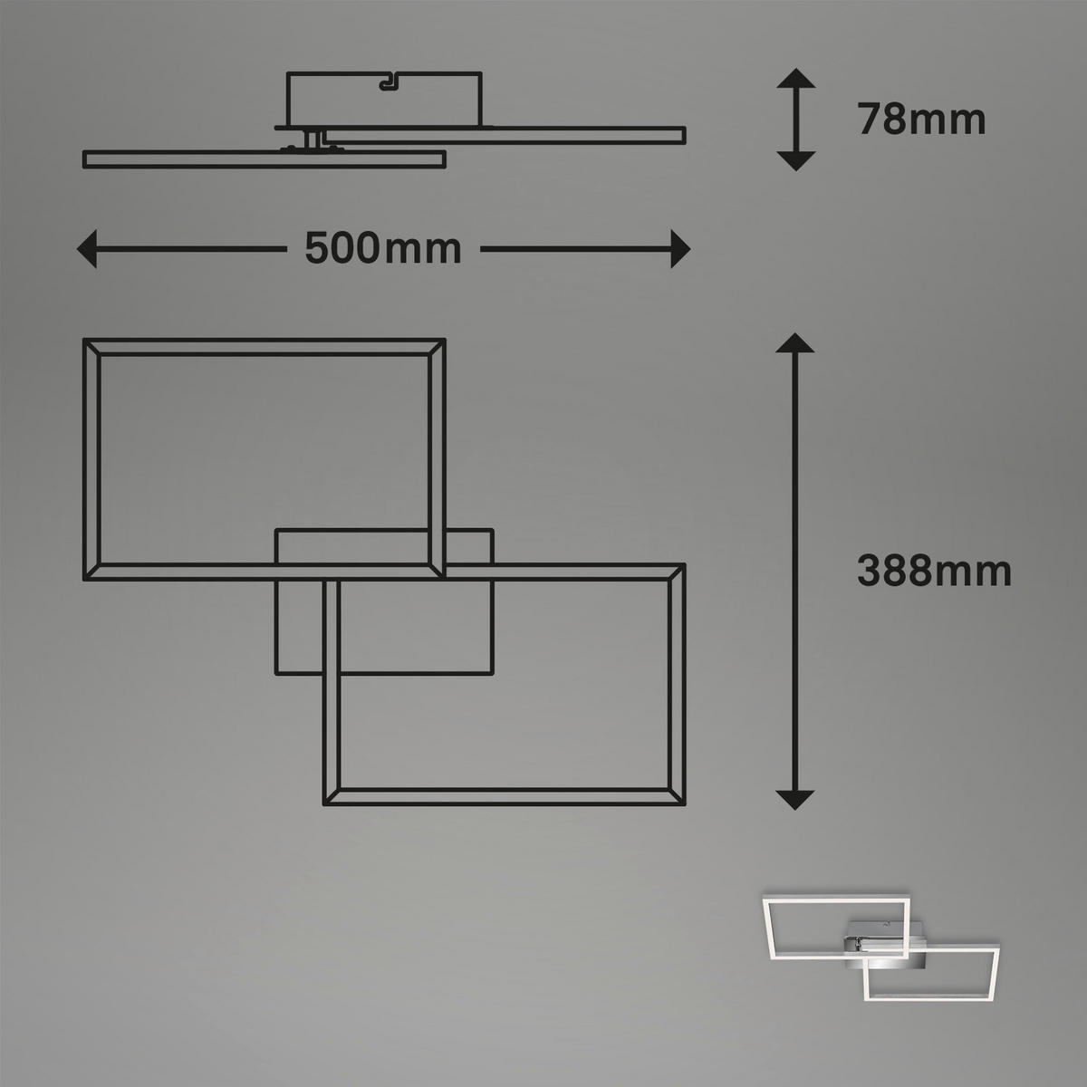 LED-DECKENLEUCHTE 50/38,8/7,8 cm   - Chromfarben, Design, Kunststoff/Metall (50/38,8/7,8cm)