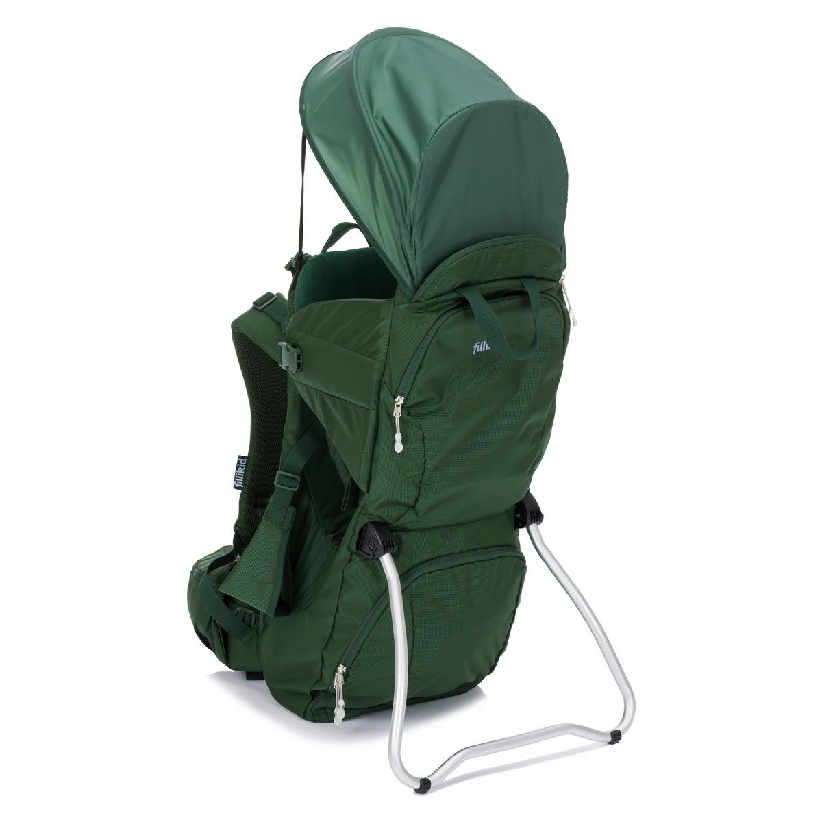RÜCKENTRAGE Trekking  - Dunkelgrün/Silberfarben, Basics, Textil/Metall (30/90/73cm) - Fillikid