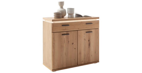 KOMMODE  in 100/91/42 cm  - Eiche Bianco/Schwarz, Natur, Holzwerkstoff/Kunststoff (100/91/42cm) - Linea Natura