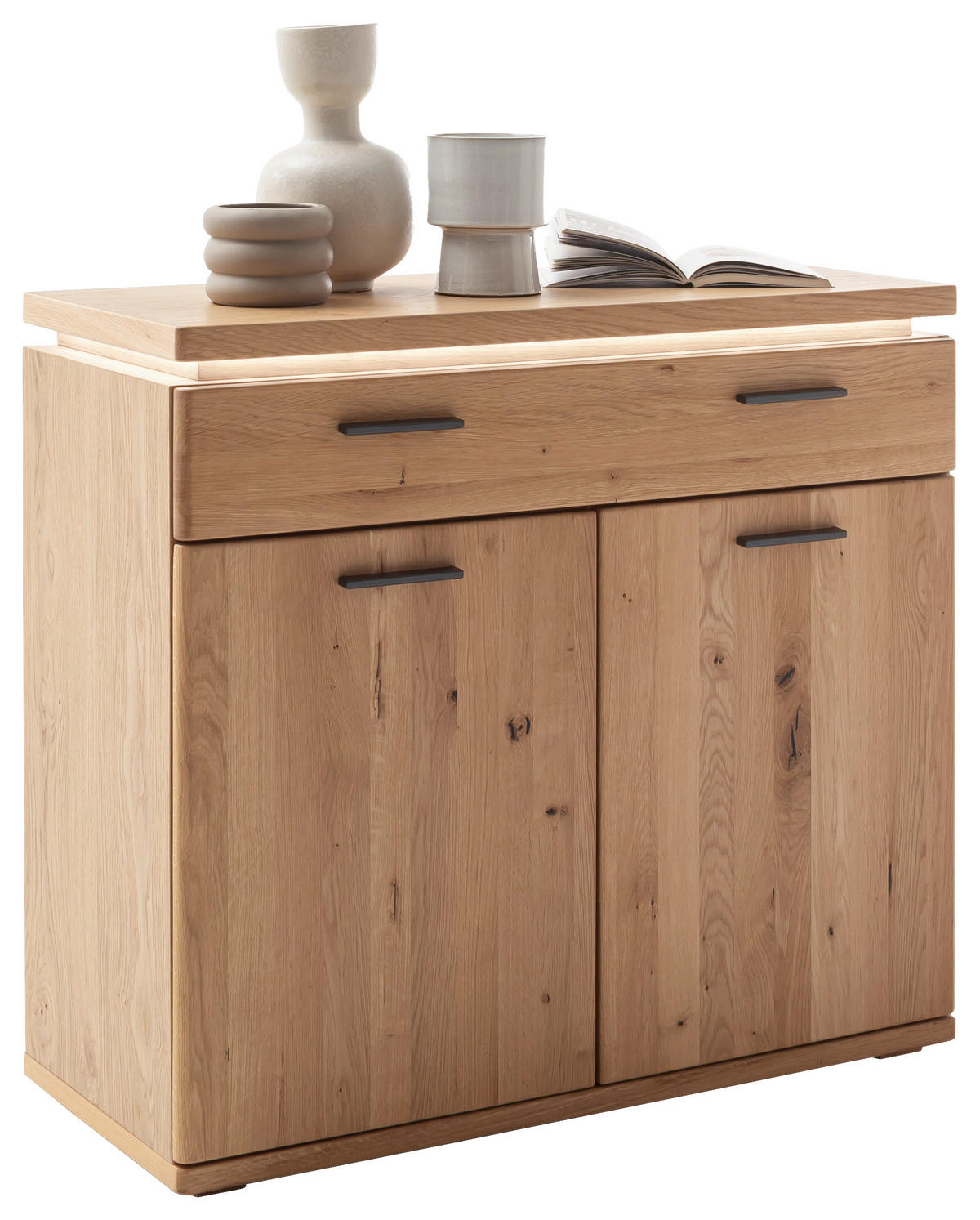 KOMMODE  in 100/91/42 cm  - Eiche Bianco/Schwarz, Natur, Holzwerkstoff/Kunststoff (100/91/42cm) - Linea Natura