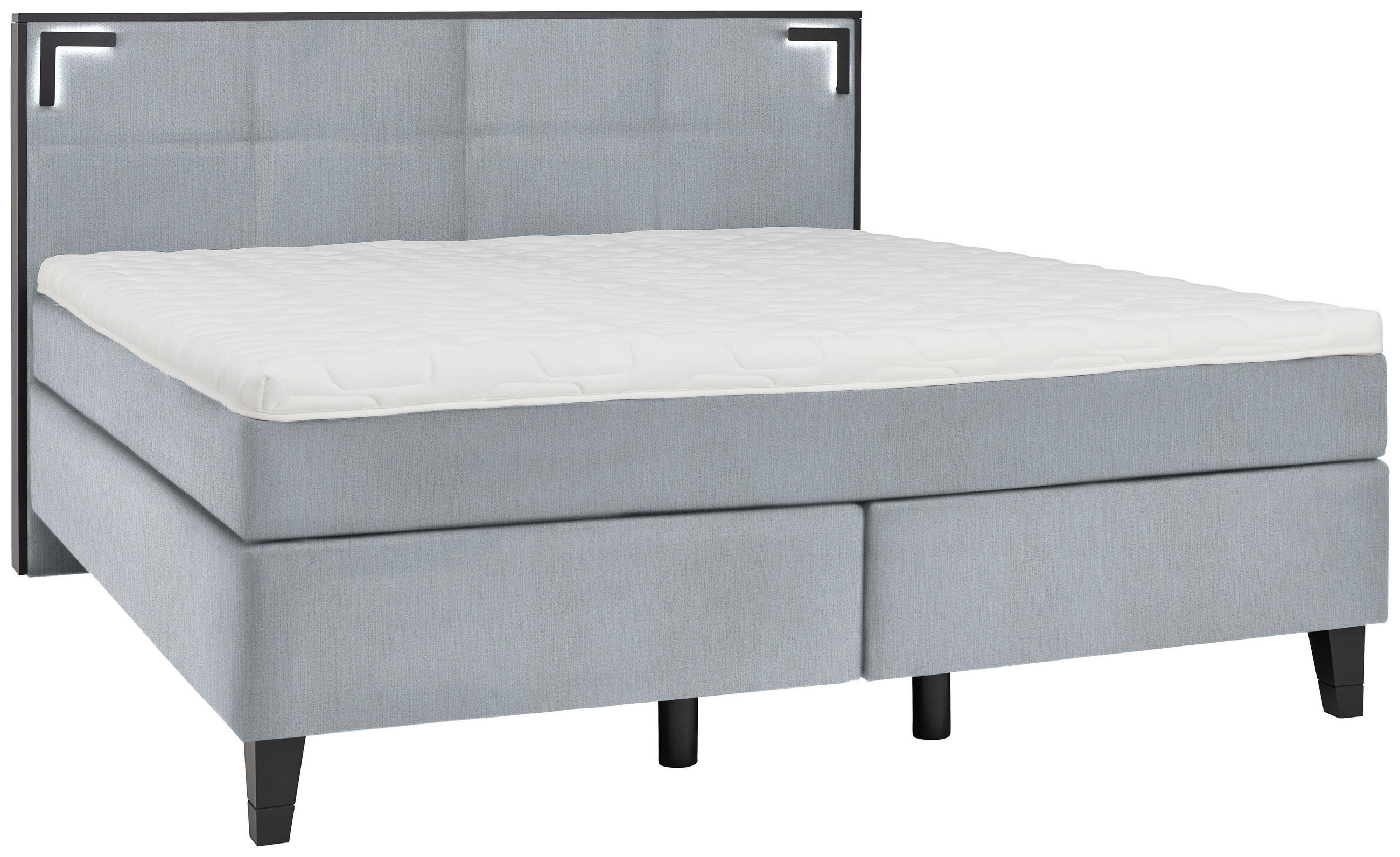 BOXSPRINGBETT 160/200 cm  in Pastellblau  - Pastellblau/Schwarz, Design, Holz/Textil (160/200cm) - Hom`in