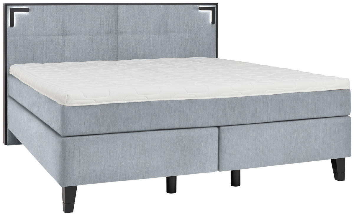BOXSPRINGBETT 160/200 cm  Pastellblau  - Pastellblau/Schwarz, Design, Holz/Textil (160/200cm) - Hom`in