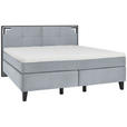 BOXSPRINGBETT 160/200 cm  in Pastellblau  - Pastellblau/Schwarz, Design, Holz/Textil (160/200cm) - Hom`in